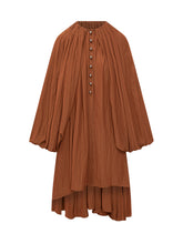 Brown Pleated Voile Dress with Buttons by Lanvin - COLLEZIONE TEAM EC | $store$