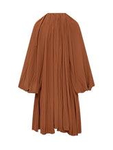Brown Pleated Voile Dress with Buttons by Lanvin - COLLEZIONE TEAM EC | $store$