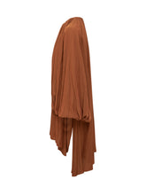 Brown Pleated Voile Dress with Buttons by Lanvin - COLLEZIONE TEAM EC | $store$