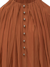 Brown Pleated Voile Dress with Buttons by Lanvin - COLLEZIONE TEAM EC | $store$