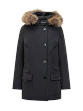 Parka Woolrich nero con cappuccio in pelliccia - Abbigliamento Donna | $store$
