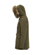 Parka Woolrich verde con cappuccio in pelliccia - Abbigliamento Donna | $store$