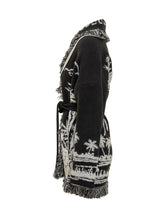 Alanui Black Cardigan with Tropical Pattern and Fringes - Alanui | $store$