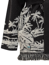 Alanui Black Cardigan with Tropical Pattern and Fringes - Alanui | $store$