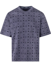 Marine Serre Blue T-shirt with All-Over Logo Pattern - COLLEZIONE TEAM EC | $store$