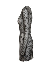 Marine Serre Abito in Tulle Nero con Logo All Over - Abbigliamento Donna | $store$