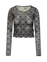 Marine Serre Top in Tulle con Ricami Logo - Abbigliamento Donna | $store$