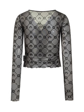 Marine Serre Top in Tulle con Ricami Logo - Abbigliamento Donna | $store$