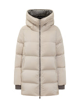 MooRER Beige Puffer Jacket with Hood and Zip - COLLEZIONE TEAM EC | $store$