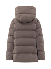 MooRER Coffee Puffer Jacket with Hood and Gold Zip - COLLEZIONE TEAM EC | $store$