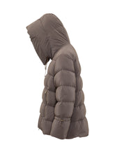 MooRER Coffee Puffer Jacket with Hood and Gold Zip - COLLEZIONE TEAM EC | $store$