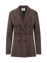 Circolo Brown Checked Double-Breasted Blazer - Circolo | $store$