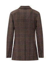 Circolo Brown Checked Double-Breasted Blazer - Circolo | $store$