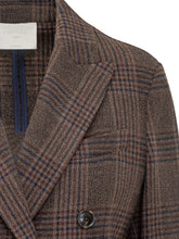 Circolo Brown Checked Double-Breasted Blazer - Circolo | $store$