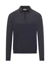 Malo Blue Lightweight Wool Long-Sleeve Polo - COLLEZIONE TEAM EC | $store$