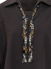 Simona Corsellini Black Shirt with Jewel Embroidery - COLLEZIONE TEAM EC | $store$