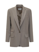 Simona Corsellini Grey Striped Blazer - COLLEZIONE TEAM EC | $store$