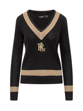 Lauren Ralph Lauren Black Sweater With Gold Logo And Trim - COLLEZIONE TEAM EC | $store$