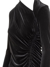 Abito Nero in Velluto Drappeggiato Lauren Ralph Lauren - Abbigliamento Donna | $store$