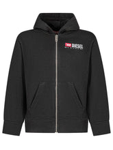 Diesel Kids Black Zip Hoodie with Logo - COLLEZIONE TEAM EC | $store$