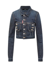 Dsquared2 Giacca Crop in Denim Blu con Zip e Bottoni - Abbigliamento Donna | $store$
