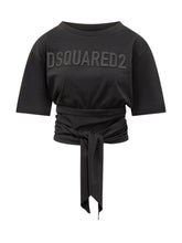 DSquared2 Black Logo Tie-Front T-Shirt - COLLEZIONE TEAM EC | $store$