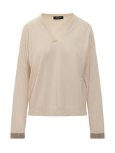 Fabiana Filippi Beige V-Neck Sweater - COLLEZIONE TEAM EC | $store$