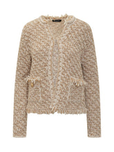 Beige Bouclé Jacket with Fringes by Fabiana Filippi - COLLEZIONE TEAM EC | $store$