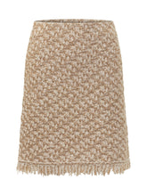 Beige Bouclé Mini Skirt with Fringes by Fabiana Filippi - COLLEZIONE TEAM EC | $store$
