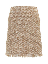 Beige Bouclé Mini Skirt with Fringes by Fabiana Filippi - COLLEZIONE TEAM EC | $store$