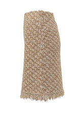 Beige Bouclé Mini Skirt with Fringes by Fabiana Filippi - COLLEZIONE TEAM EC | $store$