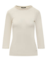 Ivory T-Shirt with Embroidered by Fabiana Filippi - COLLEZIONE TEAM EC | $store$
