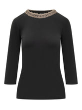 Black T-Shirt with Embroidered by Fabiana Filippi - COLLEZIONE TEAM EC | $store$