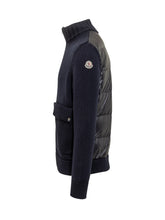 Moncler Blue Knit Cardigan with Zip and Pockets - COLLEZIONE TEAM EC | $store$