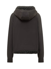 Moncler Felpa Nera con Cappuccio e Dettagli Intrecciati - Abbigliamento Donna | $store$