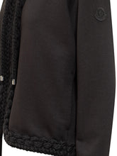 Moncler Felpa Nera con Cappuccio e Dettagli Intrecciati - Abbigliamento Donna | $store$