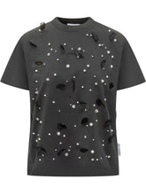 Des Phemmes T-Shirt with Crystals, Pearls and Feathers - COLLEZIONE TEAM EC | $store$