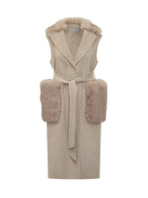 Gilet Bully in Lana Beige con Inserti in Pelliccia - Abbigliamento Donna | $store$