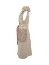 Gilet Bully in Lana Beige con Inserti in Pelliccia - Abbigliamento Donna | $store$