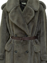 Parosh Grey Fur Coat with Belt - COLLEZIONE TEAM EC | $store$