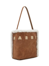 Marni Brown Suede Tote Bag with Shearling Trim - COLLEZIONE TEAM EC | $store$