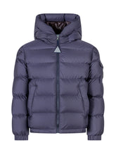 Moncler Kids Piumino Blu con Cappuccio - Abbigliamento Bambini | $store$