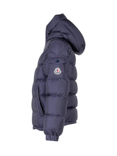 Moncler Kids Piumino Blu con Cappuccio - Abbigliamento Bambini | $store$