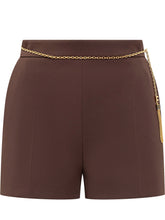 Elisabetta Franchi Shorts Marroni con Catena Oro - Abbigliamento Donna | $store$