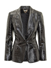 Elisabetta Franchi Black Faux Leather Crocodile Jacket - COLLEZIONE TEAM EC | $store$