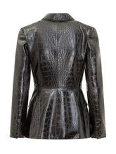 Elisabetta Franchi Black Faux Leather Crocodile Jacket - COLLEZIONE TEAM EC | $store$
