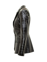 Elisabetta Franchi Black Faux Leather Crocodile Jacket - COLLEZIONE TEAM EC | $store$