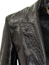 Elisabetta Franchi Black Faux Leather Crocodile Jacket - COLLEZIONE TEAM EC | $store$