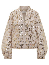 Genny beige bomber with gold sequins - COLLEZIONE TEAM EC | $store$