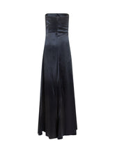 Genny Blue Satin Draped Evening Gown - COLLEZIONE TEAM EC | $store$